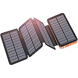 Solar Charger 25000mAh Power Bank - A ADDTOP Portable Solar Phone Charger USB C Input External Battery Pack with 4 Solar Pane