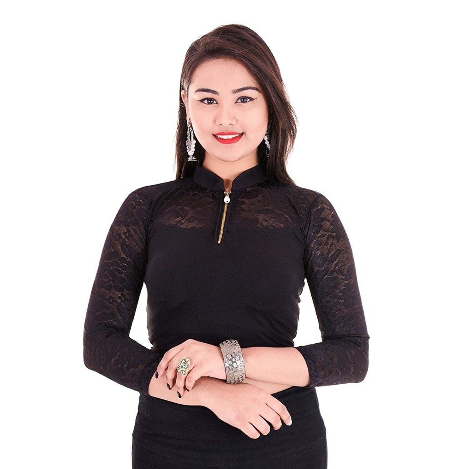 fressia fabrics women's stretchable readymade saree blouse crop top choli