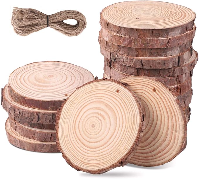 Timburst Holzscheiben 28 Stück | 9-10cm Durchmesser | Natürliche Kiefernholz Scheiben