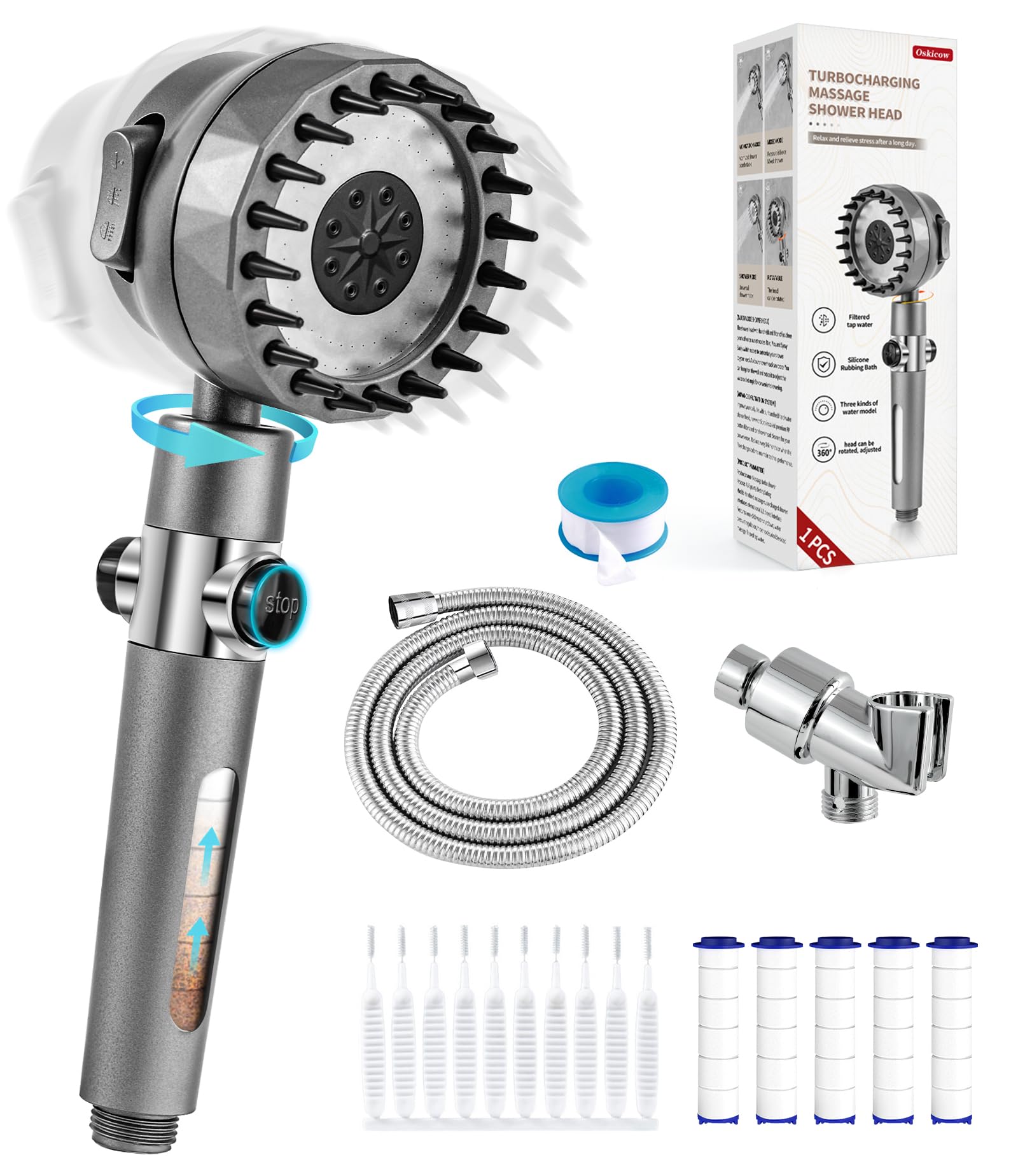 Photo 1 of *UNTESTED*
Ion Drops Filtered Shower Head with Handheld, High Pressure Water Flow Showerhead, with Shower Head Filter for Hard Water Boosting, with ON/OFF Switch and Rotatable Head