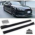 JMTBNO Universal 2.2M/86.6inch Side Skirt Extension Splitter fit, Side Skirts Rocker Panels Side Trim Spoiler Extension Lip Bottom Line, Side Skirt Rocker Panel Lip Splitter Diffuser Glossy Black