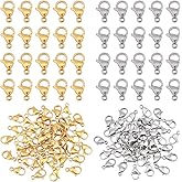 PH PandaHall 100pcs 2 Colors Stainless Steel Lobster Claw Clasps Jewelry Lobster Clasp Necklace Clasps Fastener Hook Clasps Jewelry Link Connectors for Necklaces Bracelet Jewelry Making 11x7 mm