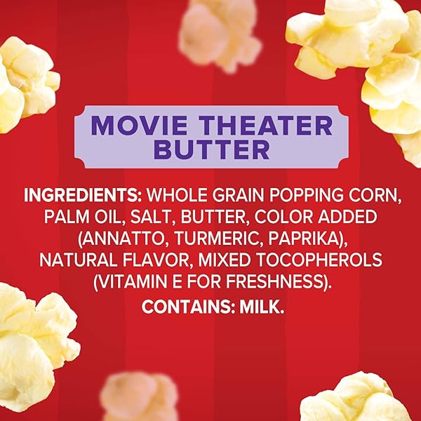 ORVILLE REDENBACHER’S MICROWAVE POPCORN MINI BAGS, MOVIE THEATER BUTTER FLAVOR, 3G FIBER PER SERVING, 1.5 OZ., 12-COUNT