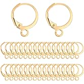 Leverback Earring Hooks 100 Pcs Stainless Steel Round Lever Back Clasp Hoop French Ear Wire Leverbacks Hook Dangle Tarnish Resistant Gold Lever Back Earring Hooks for Jewelry Making