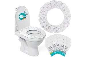 RAINFLOW Toilet Seat Covers - 15Pcs Disposable Toilet Seat Covers Waterproof Non-Woven Fabric Printed Individually Wrapped fo