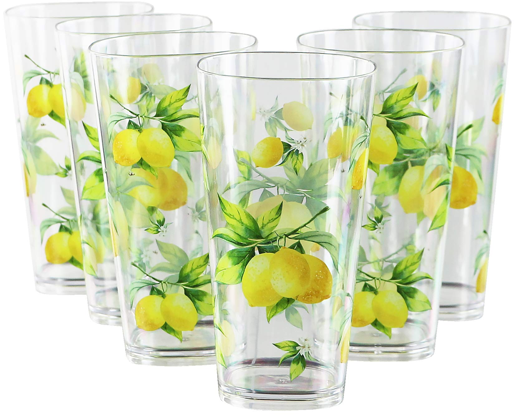 Photo 1 of Calypso Basics Fresh Lemons by Reston Lloyd, 19oz Acrylic Ice Tea Drinkware, Set of 6, white, lemon, green