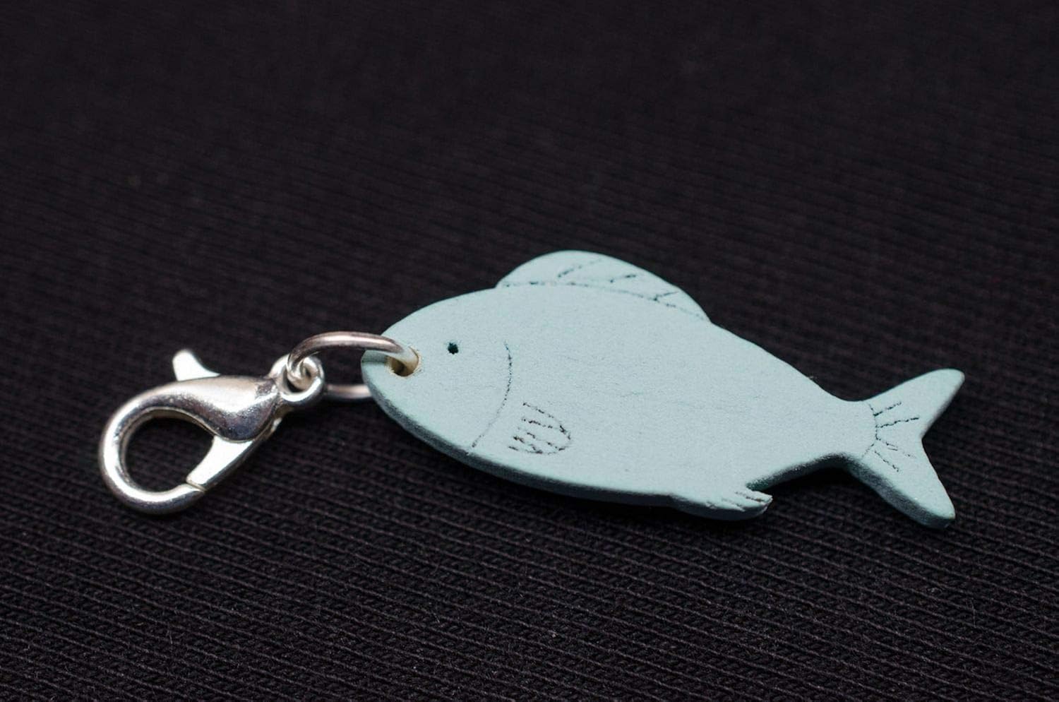 Miniblings Wooden Fish Charm Pendant For Bracelet Wristlet Wood Light Blue, 30mm - Image 4