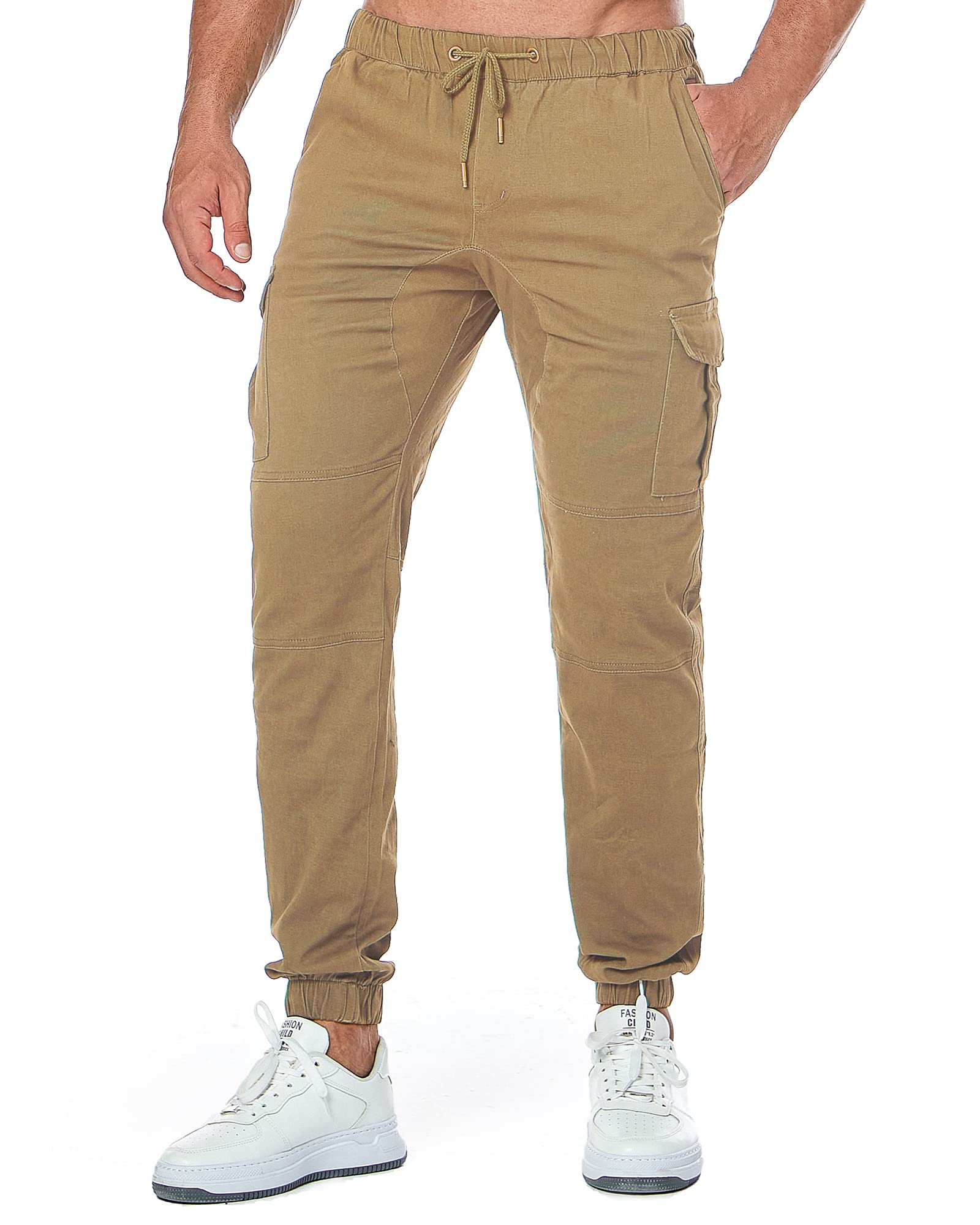 ZOEREA Herren Hose Chino Cargo Hose Jogginghose Herren Baumwolle Braun Casual Sweatpants Herren Freizeithose Elastische Pants L 2
