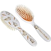 Rock & Ruddle Soft White Natural Boar Bristle Hairbrush for Babies and Young Children. Perfect for Fine Hair Detangling and Smoothing. Little Rabbits Design, Small