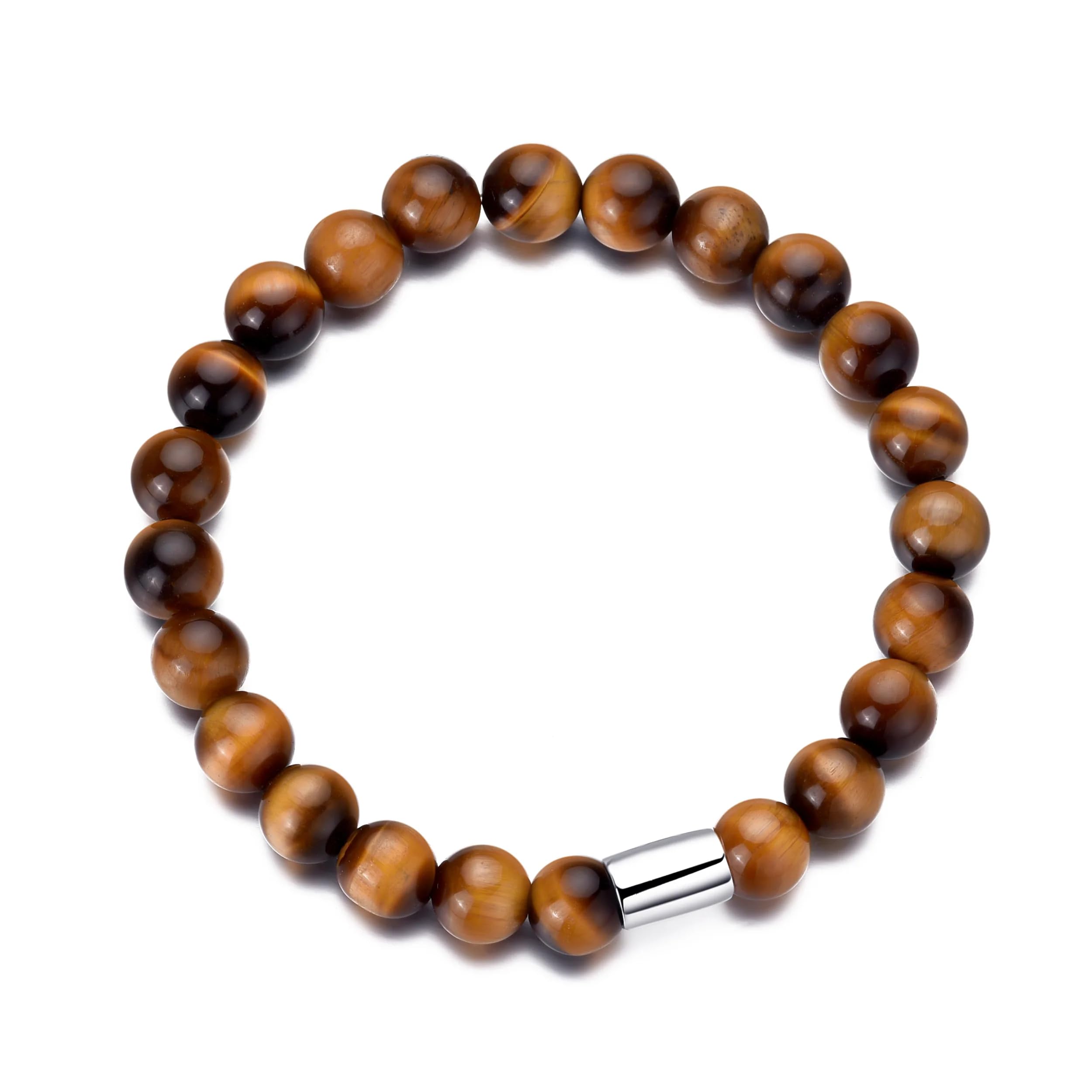 Philip Jones Men's Tiger's Eye Gemstone Stretch Bracelet