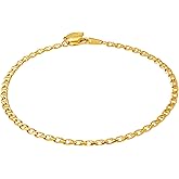 LIFETIME JEWELRY Womens Gold Anklet 3mm Mariner Link Chain Ankle Bracelet 24k Gold Plated