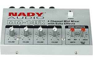 Nady MM-14FX 4-Channel Microphone Mixer with integrated echo effect – ¼” Inputs & output – Delay time & Depth controls