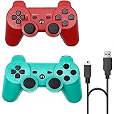 Rzzhgzq 2 Pack PS3 Wireless Controller Playstation 3 Controller Wireless Bluetooth Gamepad with USB Charger Cable for PS3 Con