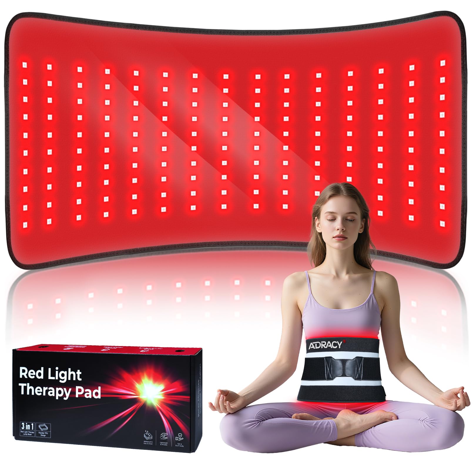 Photo 1 of 2026 Upgraded Red Light Therapy Pad for Body, FSA/HSA Eligible Red Light Therapy Belt with Timer, 24" x 12" Near Light Mat 660nm&850nm Infrared Light Therapy Wrap for Back Shoulder Muscle Pain