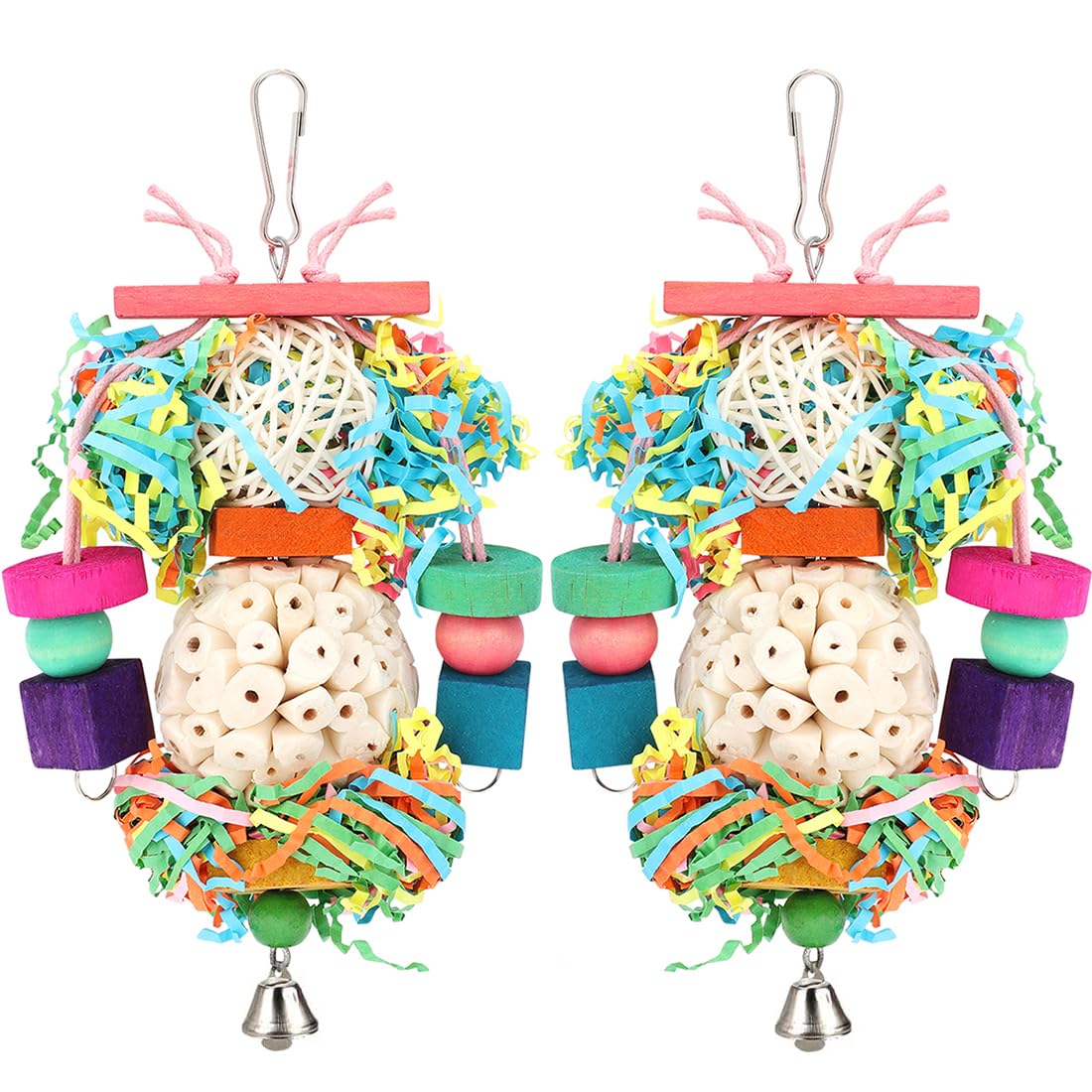 BBjinronjy Bird Toys Conure Toys Hanging Natural Soft Sola Ball Beak Chew Shred Forage Toys for Parrots,Cockatiel,Conure,Love Birds,Parakeets,Budgie and Other Small Birds (PET-ONLY USE)