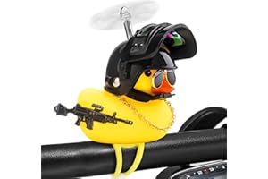 wonuu Rubber Duck Bike Bell, Squeeze Ducks with Helmet for Cycling Car Dashboard Decorations Motorcycle Bicycle Accessories