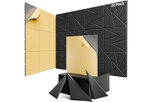 ROOME 22 Pack Acoustic Panels with Self-Adhesive, 12"X 12"X 0.4"Sound Proof Foam Panels, Sound Panels High Density, Soundproof Wall Panels for Home Studio Office-Black