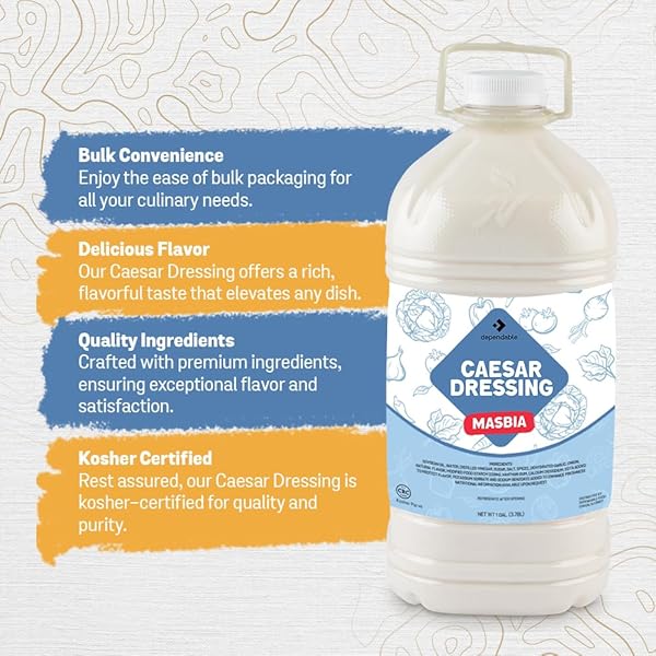 DEPENDABLE FOOD CAESAR DRESSING – 1 GALLON – RICH, CREAMY, TANGY FLAVOR – BULK BOTTLE
