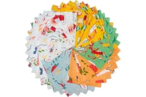 DMFR Cotton Fabric Squares 5x5 Charm Packs for Quilting 5 inch for Baby Girl Sewing Patchwork 42pcs (Rabbit Fabric)