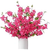 Wenhuidr 10 Pcs Artificial Bougainvillea Flowers – 30" Faux Bougainvillea Branches with Silk Petals, Realistic Single Stem Bougainvillea for Home Wedding Table Party & DIY Floral Decor (Rose Red)