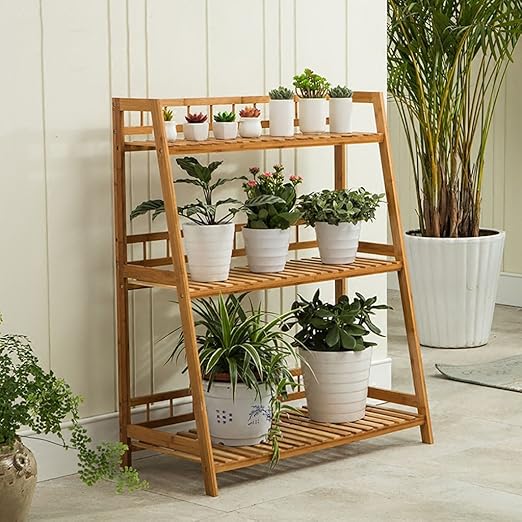 GSPHJ - Estantes de Madera de bambú para balcón, macetas, estantes ...