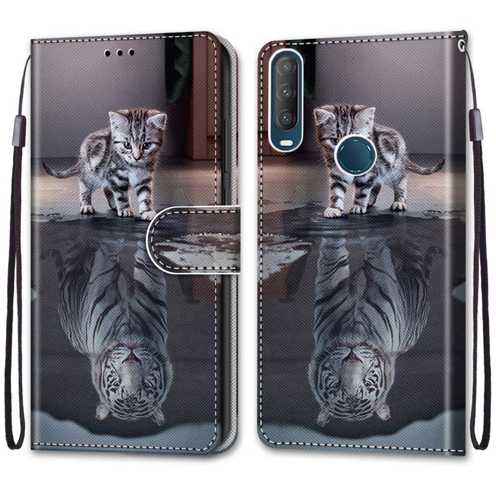 Mikikit Cute 3D Painted Leather Case for 1S 2020, Ambitious kitty Case Flip Cover with Magnetic clasp Clamshell Protective Case kickstand Card Holder Leather Wallet Case for 3L 2020
