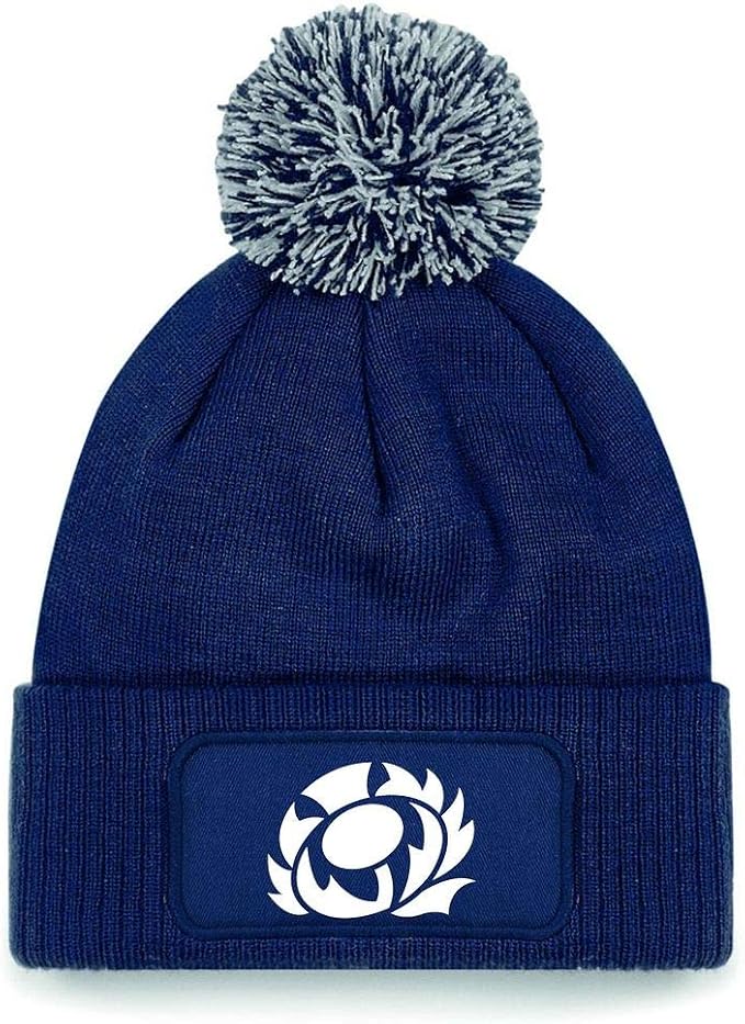 Scotland Rugby Bobble Beanie Hat Navy Amazon.co.uk Clothing