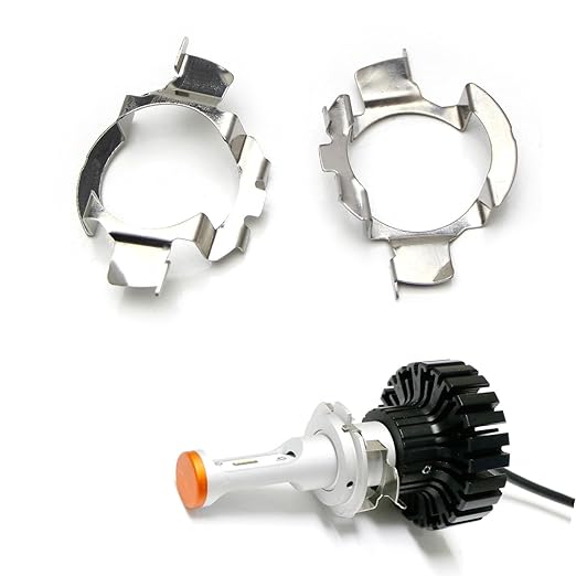 iJDMTOY (2) H7 LED Headlight Bulbs Adapters Holders Retainers For Audi