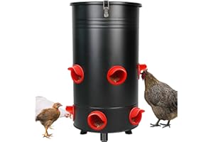SOLUTION4PATIO EXPERT IN GARDEN CREATION Solution4Patio 75 LB Large Reduces Food Waste, Heavy-Duty Free Standing Chicken Poultry Feeding Barrel, 2 Height 10 Feeding Port, Hen Coop Portable Gravity Chicken Feeder Automatic Dispenser