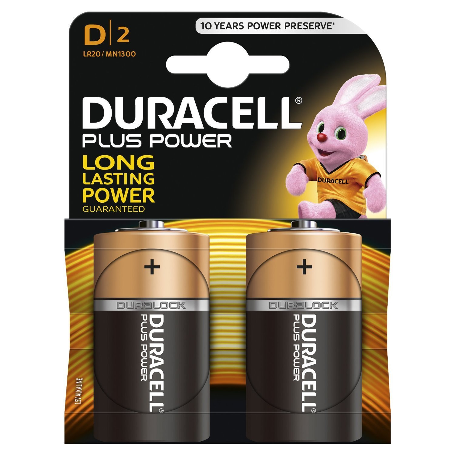 Duracell Duralock Plus Power D x 2 – Alkaline Battery (LR20)
