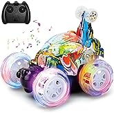Kizeefun Remote Control Car for Kids RC Stunt Car Invincible 360°Rolling Twister with Colorful Lights & Music Rechargeable Remote Control Car Toy for Boys and Girls