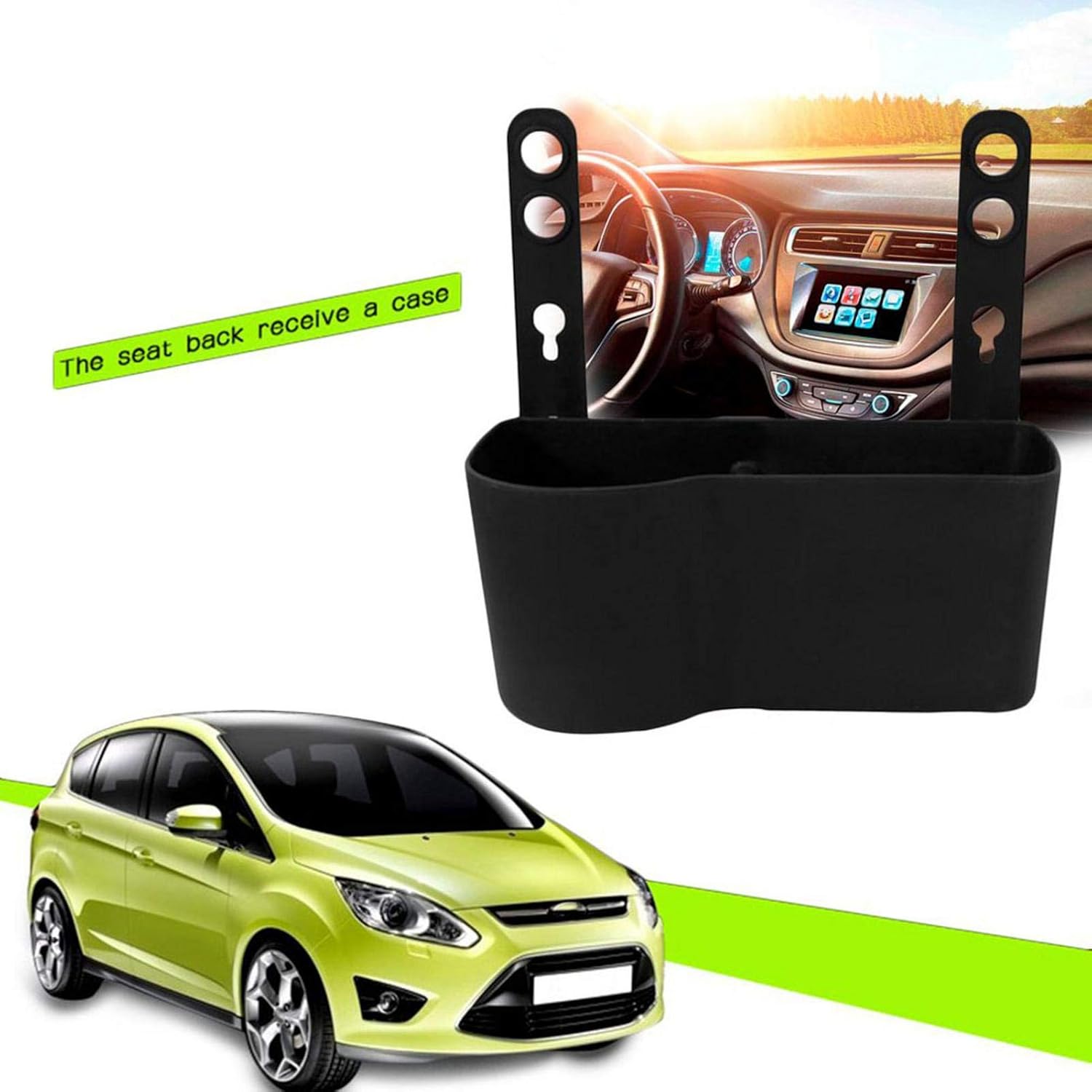 Car Headrest Food and Drink Cup Holder, Classic Black Cup Tray Organizer Portable, Seat Back Adjustable Cup Rack - Image 3