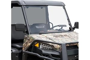 A & UTV PRO Hard Coat Poly Vented Full Windshield for 2015-2025 Polaris Ranger Midsize SP 570/Crew Accessories Heavy Duty Pol