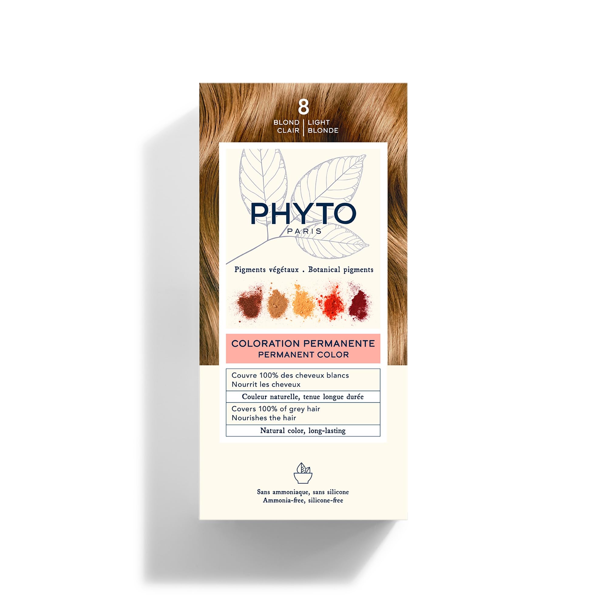 PHYTO Phytocolor Permanent Hair Color with Botanical Pigments, 100% Grey Hair Coverage, Ammonia-free, PPD-free, Resorcin-free, 0.42 oz