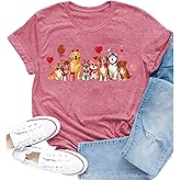 Cutesong Valentines Shirt for Women My Love Dog Lover T-Shirts Valentine Day Love Heart Print Casual Tee Tops