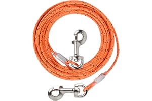 HaiYUAN Dog Tie Out Cable 10/15/20/30FT Dog Run Cable Orange/Grey Tie Out Cable for Dogs with Reflects Light Dog Cable for Large Dogs Heavy Duty for Outside Hold Large Dogs Up to 100LBS