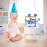 VAINECHAY Blue Star "Happy Birthday" Cake Topper for Boys Men Girls Kids Baby view 3