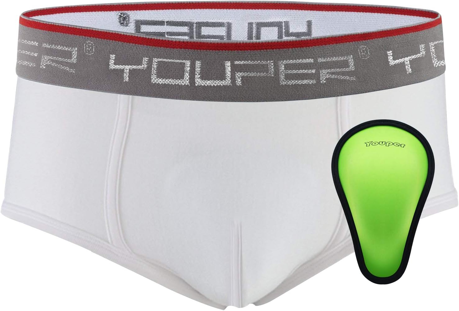 Youper Boys Compression Brief with Soft Protective Athletic Cup, Youth Underwear for Baseball, Football, Hockey, Lacrosse