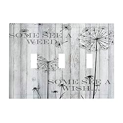 Rustic Gray Wood Barn Dandelion 3 Gang Light Switch