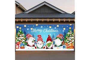 BLISSFULTIE Garage Door Christmas Cover 7x16FT: Garage Christmas Decorations with Bar Magnets & Ropes, Holiday Garage Door Banner Decorative Xmas for Indoor Outdoor [Include Installation Instructions]