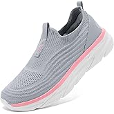 STQ Women's Slip on Sneakers Wide Toe Box Walking Tennis Shoes Cushion Sole Comfortable Orthopedic Arch Support Breathable Plantar Fasciitis Non-Slip Athletic Gym Workout Shoe