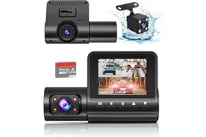 PRILOTTE Dash Camera for Cars,4K Full HD Dash Cam Front and Rear Inside, Dashcam with Night Vision with Free 32GB SD Card,Built-in Loop Recording,G-Sensor,WDR,24H Parking Monitor,Accident Lock
