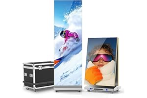 JASZDOT 80" Seamless Splicing LED Display, Foldable Poster Screen with P1.86 Digital Signage Display LED Totem with USB/HDMI/WiFi/Remote