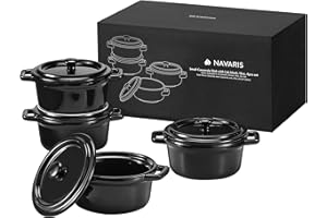 Navaris Small Casserole Dish with Lid - Oven Dishes - Mini Cocotte Casseroles Easy Clean - Mini Dutch Oven Pot with Lid - Non