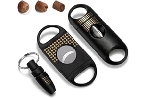 XCEKAR Cigar Cutter Set, with Cigar Straight Cutter, Cigar V Cutter, Cigar Punch, Multi-Functional Cigar Accessories Kit for Cigar Humidor Case, Portable Cigar Tools for Travel Outdoors