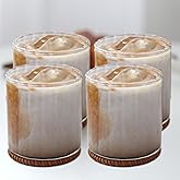 yutrenn 4 Pcs Drinking Glasses Iced Glass Coffee Cups 12 OZ 350 ML Clear Thick Water Glass Vintage Glassware for Coffee Bar Water Tumbler for Beer, Cocktail, Whiskey, Juice, Dishwasher Safe