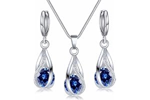 IFKM Silver Jewelry Sets for Women Rhinestone Crystal CZ Bridal Bridesmaid Accessories Necklace Earrings set for Wedding Prom Anniversary Birthday Gifts