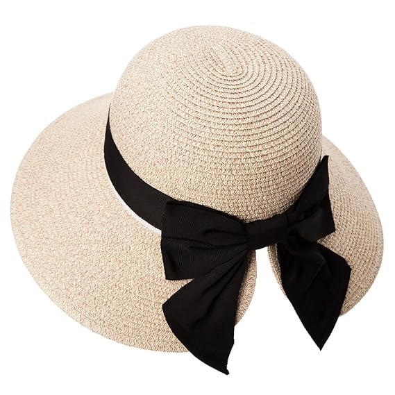Siggi Femme Chapeau De Paille Pliable Capeline Upf50 été Tresse Pare Soleil Large Bord Plage Voyage