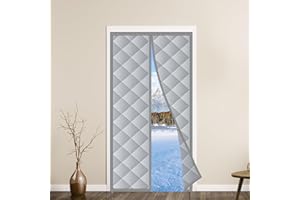 UNAOIWN Magnetic Thermal Insulated Door Curtain Fits Door Size 36" x 80", Insulated Hands-Free Closing Door Screen for Winter Warm Cold Protection, Weatherproof, Windproof, Soundproof