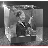 VIP-LASER 3D Glaskristall XL Mit Rose & 2 Namen Graviert - Persönliches Geschenk, 80x50x50 Mm, Inkl. Geschenkbox & Zertifikat